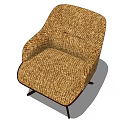 Brown Woven Fabric Accent Chair With Dark Legs And Modern Leisure Design