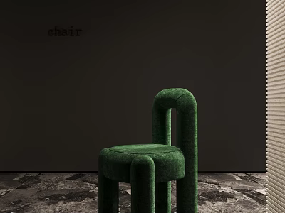 Green Modern Curved Velvet Chair With Stylish Design And Comfortable Seating 3d model