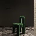 Green Modern Curved Velvet Chair With Stylish Design And Comfortable Seating