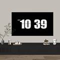Modern Dark Wood TV Stand With Vase Ornaments Cup And Floor Lamp In Living Room