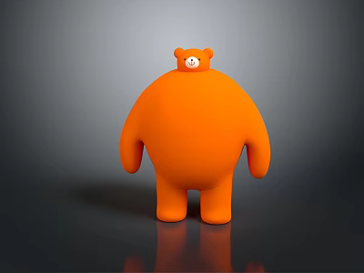 Orange Chubby Stuffed Bear Toy With Round Body And Small Head Button 3d model Orange Chubby Stuffed Bear Toy With Round Body And Small Head Button 3d model