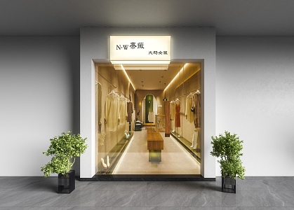 Modern clothing shop door soft film light box 3d model