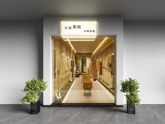 Modern clothing shop door soft film light box 3d model