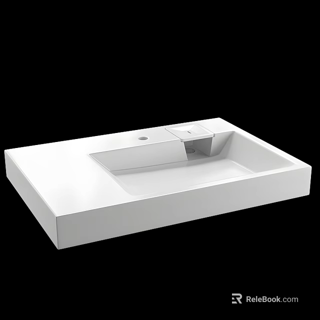 Minimalist Modern White Washbasin With Sleek Rectangular Design And Smooth Surface 3d model 