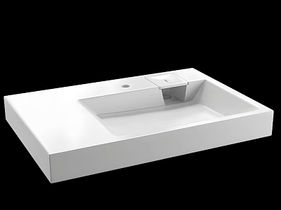 Minimalist Modern White Washbasin With Sleek Rectangular Design And Smooth Surface 3d model