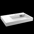 Minimalist Modern White Washbasin With Sleek Rectangular Design And Smooth Surface