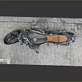 Vintage Style Motorcycle With Brown Black Body And Orange Leather Seat On Stone Slab Platform