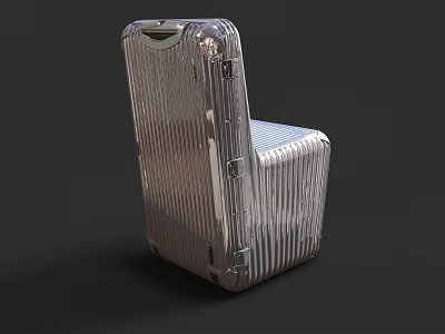 Modern Unique Single Chair Crafted From Silver Striped Suitcase With Stylish Design 3d model