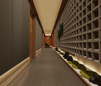 New Chinese Aisle Hotel Entrance Aisle 3d model