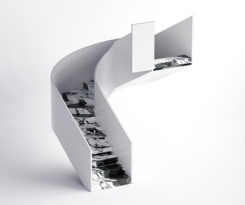 modern revolving staircase double running staircase 3d model