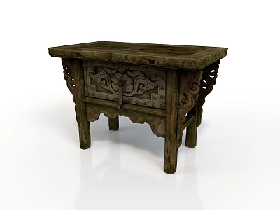 Traditional Carved Wooden Furniture Vintage Style Side Cabinet With Drawer Leg Details 3d model