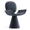 Stylish Modern Leisure Chair With Curved Design And Unique Base In Blue Brown White