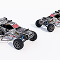 Two RC Off Road Desert Buggies With Number 75 And 5 And REDT Logo