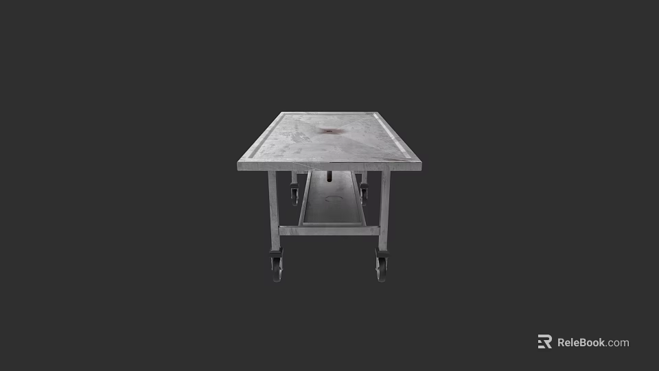Silver Metal Office Desk with Wheels Rectangular Top and Lower Shelf 3d model 