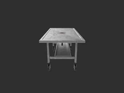 Silver Metal Office Desk with Wheels Rectangular Top and Lower Shelf 3d model