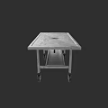 Silver Metal Office Desk with Wheels Rectangular Top and Lower Shelf