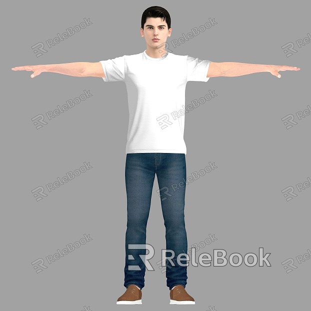 Foreign Men Handsome Men White T-Shirt Boys Jeans Men Foreigners Young Foreigners model