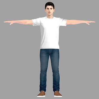 Foreign Men Handsome Men White T-Shirt Boys Jeans Men Foreigners Young Foreigners 3d model