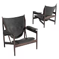 Modern Leisure Chair With Dark Wooden Frame And Gray Cushion Design