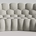 Modern Sectional Sofa With Round Plush Design Soft Velvet Upholstery And Neutral Color Tones