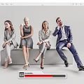 Group of Business Professionals Sitting on Sofa in Formal Attire
