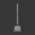 Safety Concrete Barrier With Grid Texture Pedestal Supports And Warning Label