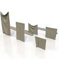 Gray Household Textile Decor Pieces With Various Pleated Styles And Hanging Shapes