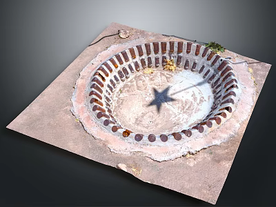 Artistic Circular Sculpture Carving With Brick Ring Design And Shadow On Square Base 3d model