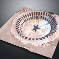 Artistic Circular Sculpture Carving With Brick Ring Design And Shadow On Square Base 3d model