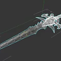 Ornate Fantasy Sword With Glowing Blue Accents And Intricate Design Details