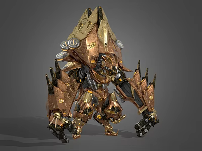 Transformable Electric Toy Robot With Golden Armor And Mechanical Design 3d model