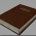 Detailed Red Leather Book Cover With Intricate Gold Carved Sculpture Design