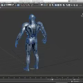 Futuristic Sci Fi Robot Character With Metallic Armor And Red Chest Accents