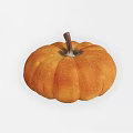 Organic Fresh Orange Round Pumpkin With Textured Skin And Brown Stem