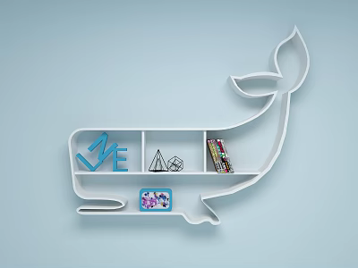 Modern Hanging Cabinet Personalized Bookcase Whale 3d model