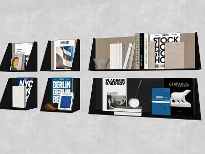 Modern Wall Cabinets With Stylish Display Shelves For Books And Decor Items 3d model