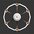 Ornate Chandelier With Wooden Base Metal Chain And Orange Flame Lights