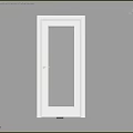 White Casement Door with Glass in Indoor Corridor Interior and Green Plants
