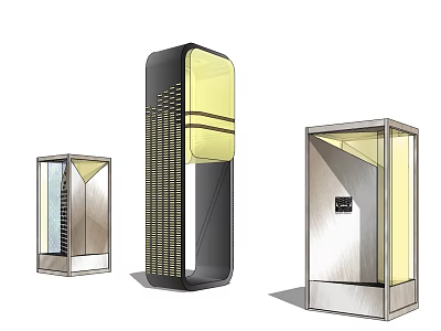 Modern Outdoor Lights With Contemporary Designs Metal Frames And Warm Yellow Lighting 3d model