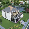 Modern rural self-built villas 3d model