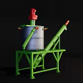 Industrial Equipment With Silver Container Red Top Component Green Frame Inclined Pipe And Orange End