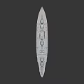 Vintage Warship Model Showcasing Classic Naval Design with Detailed Turrets Masts and Red Deck