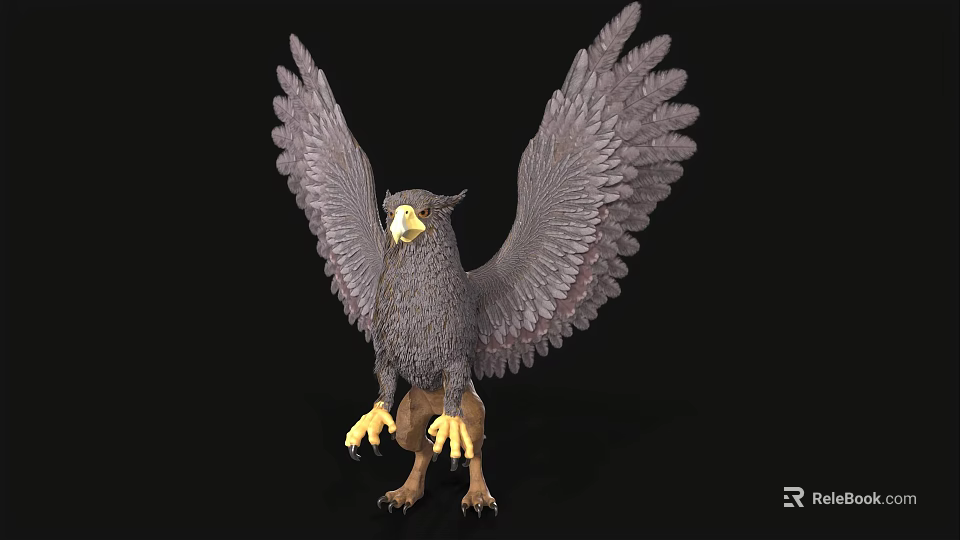 Realistic Eagle With Spread Wings Sharp Claws And Detailed Lifelike Sculpture 3d model 