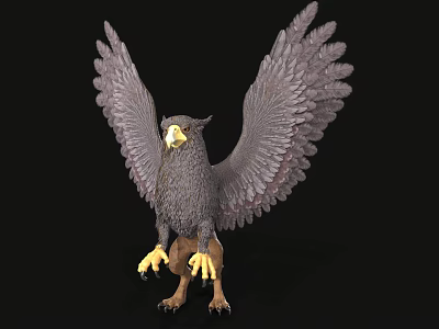 Realistic Eagle With Spread Wings Sharp Claws And Detailed Lifelike Sculpture 3d model