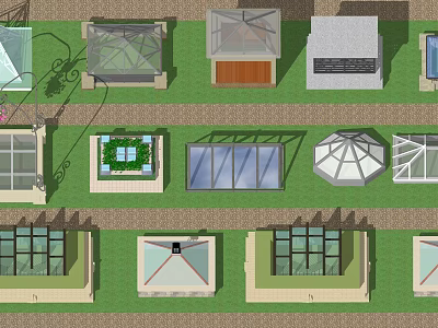 Architectural Building Components Featuring Various Roof Structures And Skylight Designs 3d model