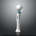 Sleek White Weapon With Blue Accent Long Handle And Spherical Top Modern Design