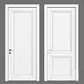 Double White Interior Swing Doors With Clean Panel Design And Metal Handles 3d model
