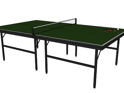Green Ping Pong Table With Net Rackets And Balls For Indoor Sports 3d model