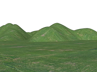 Scenic Lush Green Grassland And Rolling Distant Hills In Park Landscape 3d model