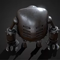 Robot Character With Metallic Design Round Head And Mechanical Limbs 3d model